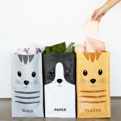 Afval recycletassen met kat (set van 3)