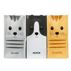 Afval recycletassen met kat (set van 3)