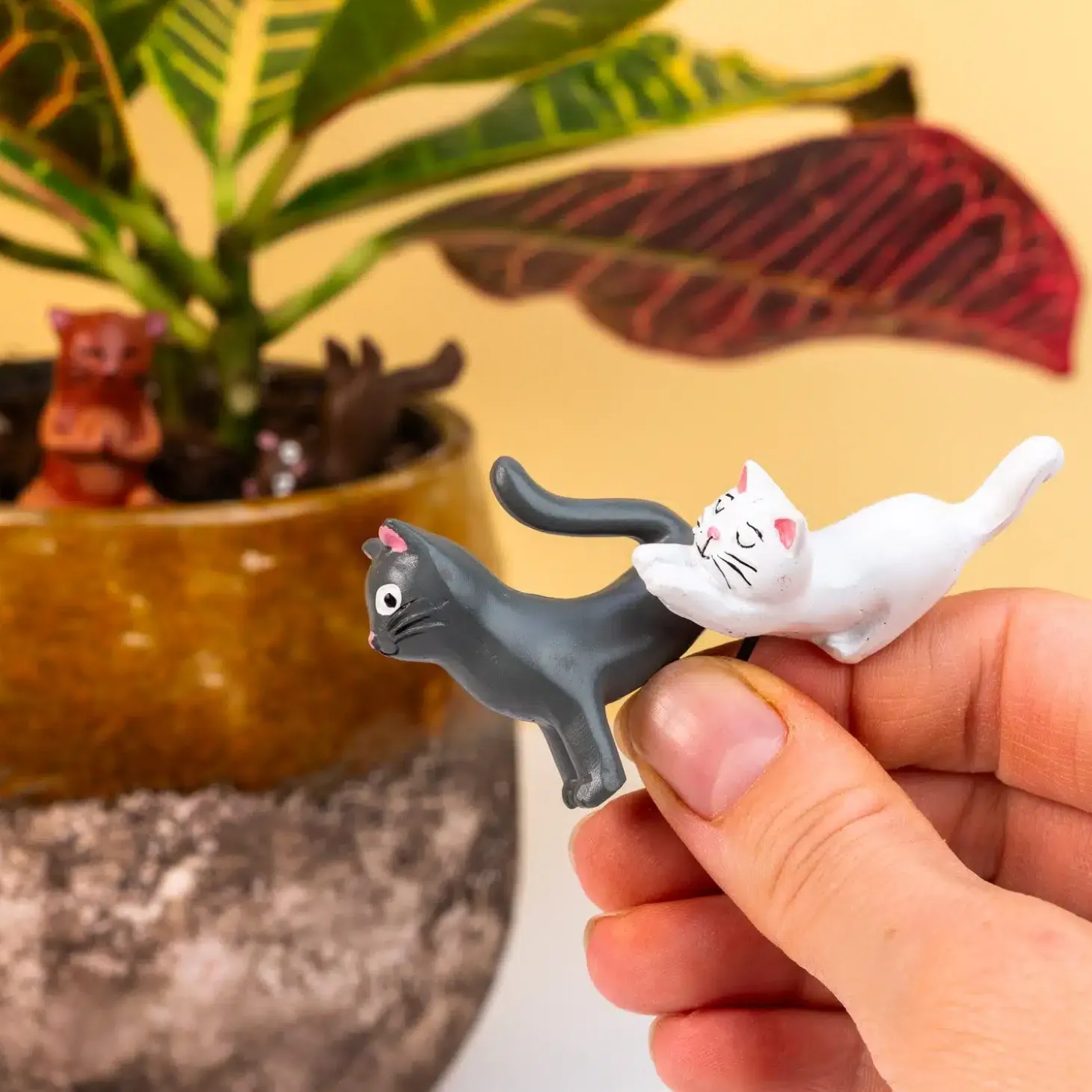 Bloempot katten (set van 4)