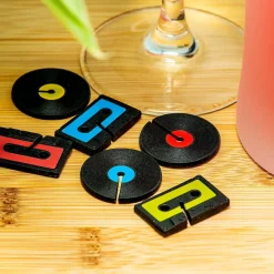 Cassette- en elpee glasmarkeerders (set van 6)