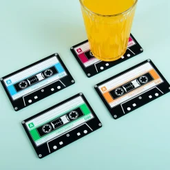 Cassettebandjes onderzetters (set van 4)