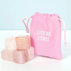 Cocktail koelstenen van rozenkwarts (set van 6)