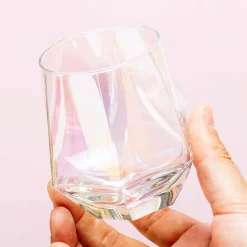 Diamant glas met regenboogeffect (set van 2)