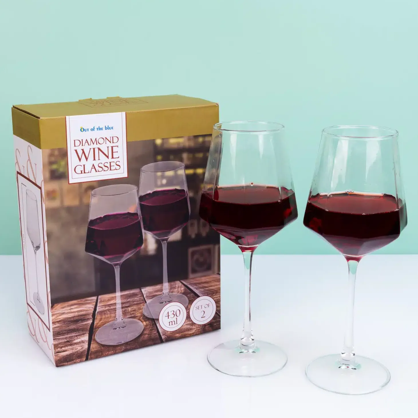 Diamant wijnglas (set van 2)