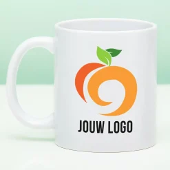 Gepersonaliseerde mok met bedrijfsnaam en logo