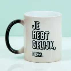 Gepersonaliseerde warmtegevoelige mok met eigen tekst