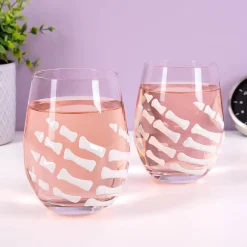 Glas met skelethand (set van 2)