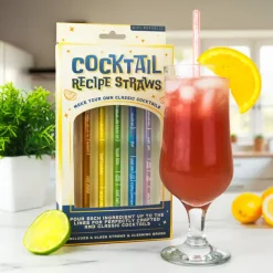 Glazen cocktailrietjes met recepten (set van 6)
