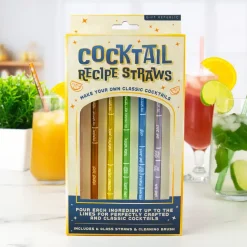 Glazen cocktailrietjes met recepten (set van 6)