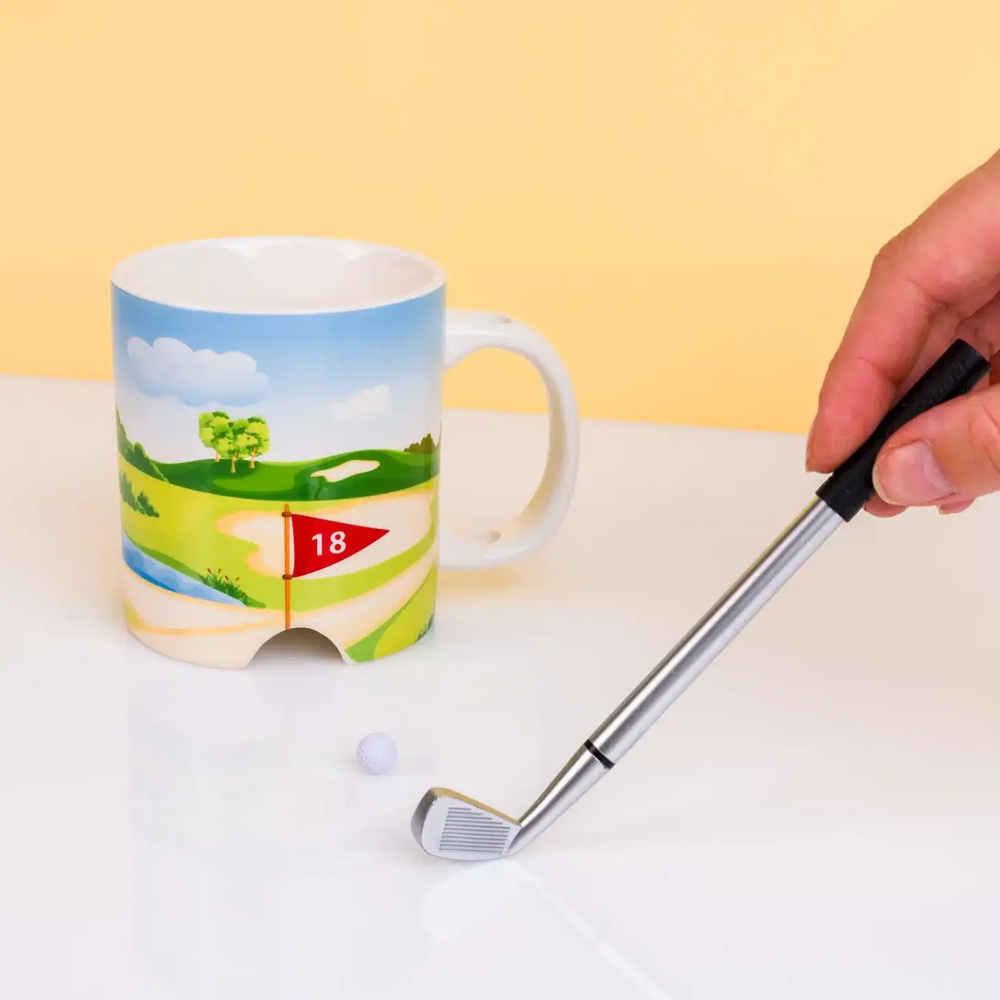Golf mok met golfclub en bal