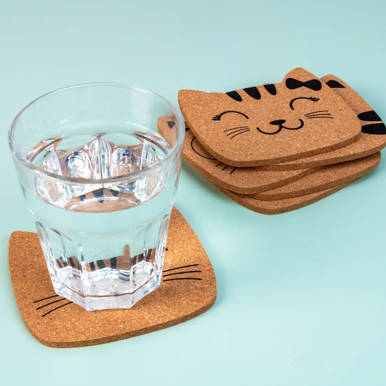 Kattenfamilie onderzetters (set van 6)