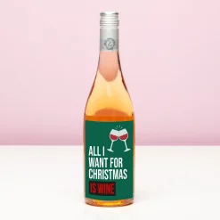 Kerst wijnfles All I want for Christmas is wine