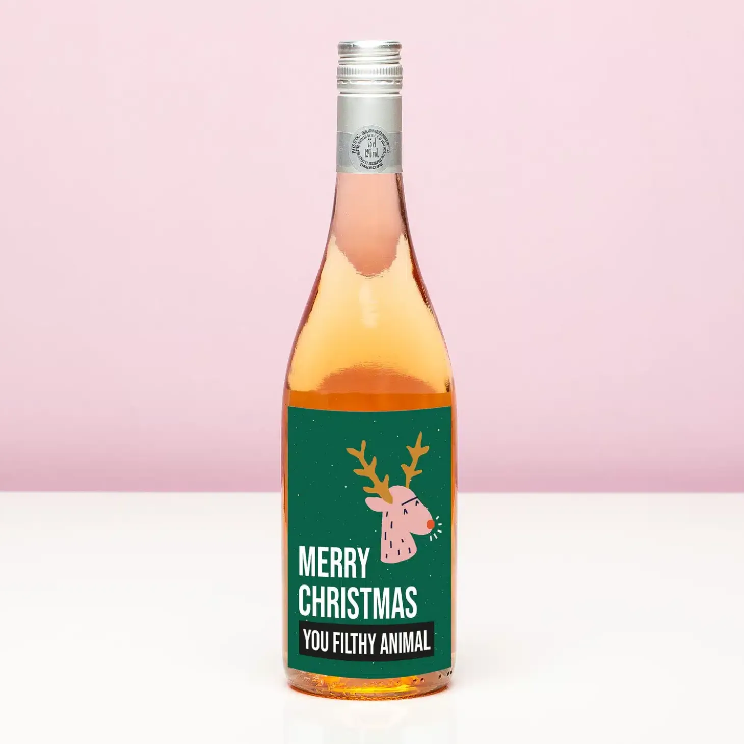 Kerst wijnfles Merry Christmas you filthy animal