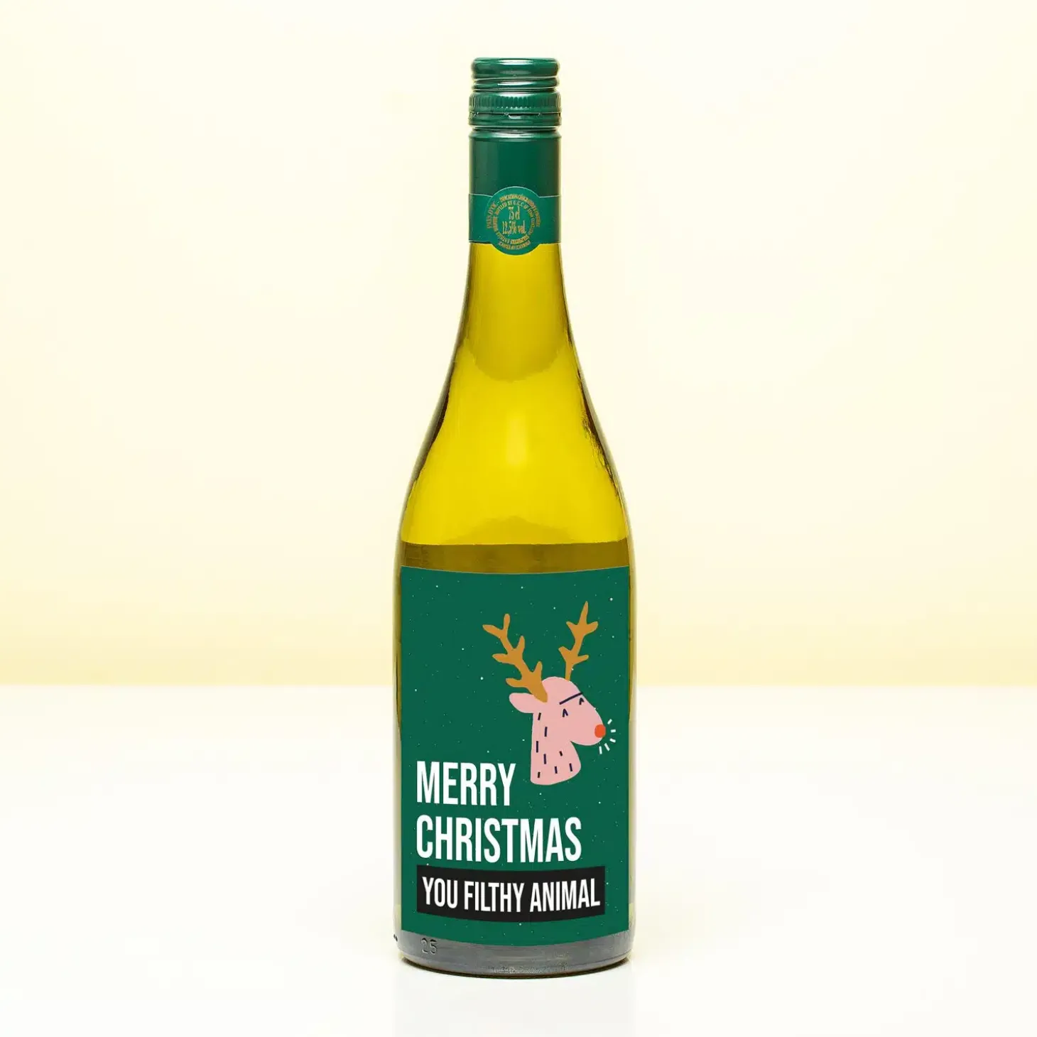 Kerst wijnfles Merry Christmas you filthy animal