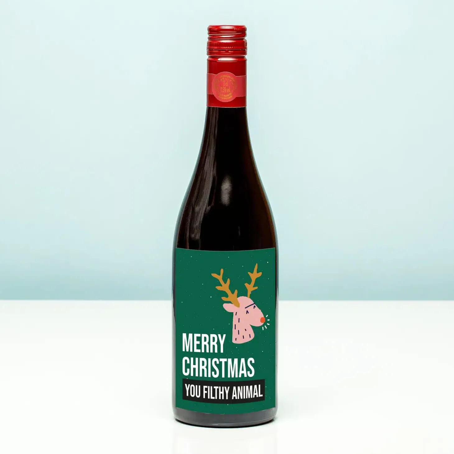 Kerst wijnfles Merry Christmas you filthy animal