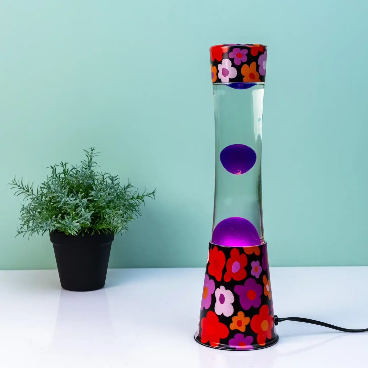 Lavalamp bloemen met roze lava