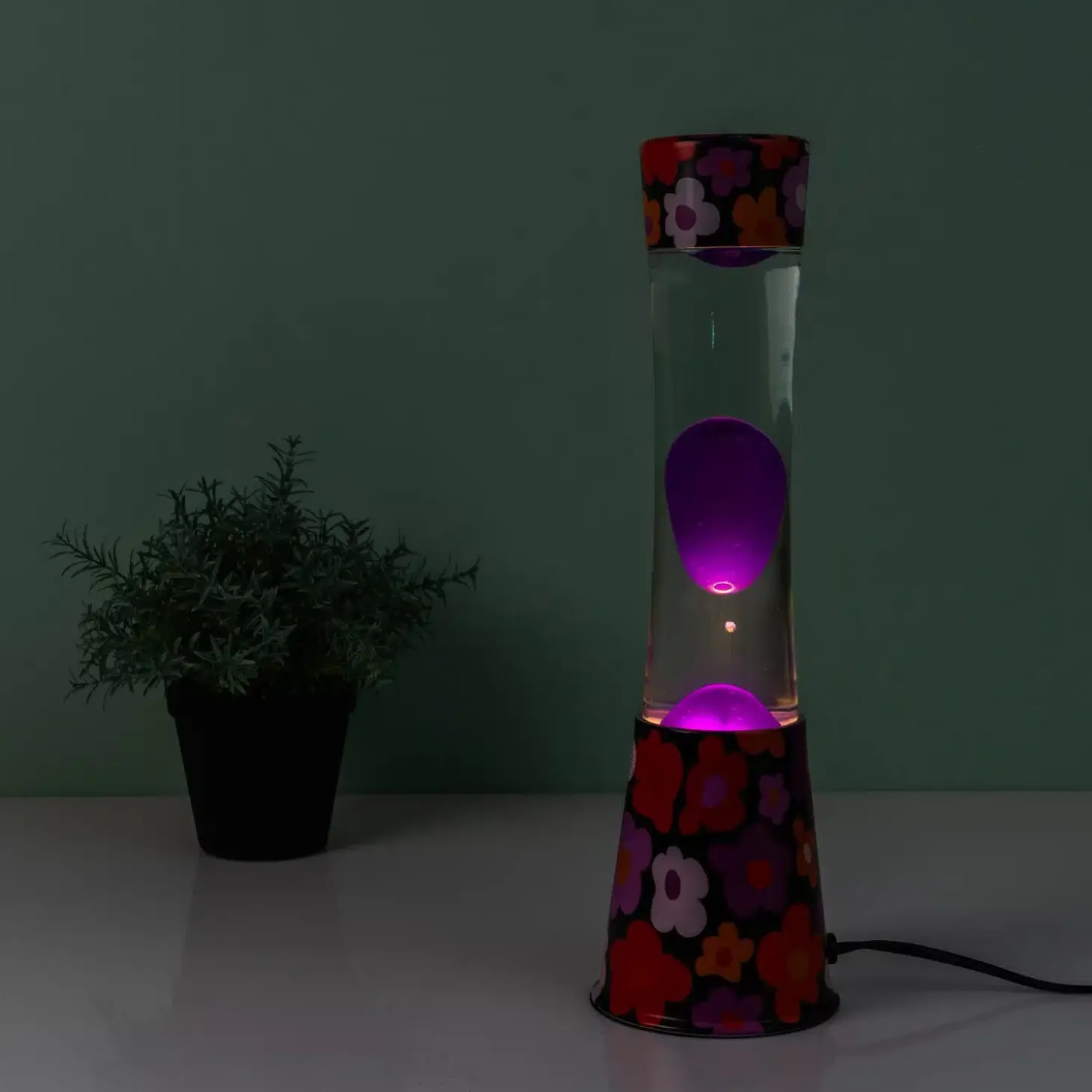 Lavalamp bloemen met roze lava