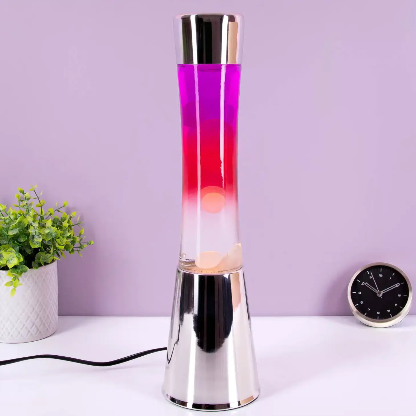 Lavalamp chroom met gekleurd glas