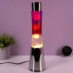 Lavalamp chroom met gekleurd glas