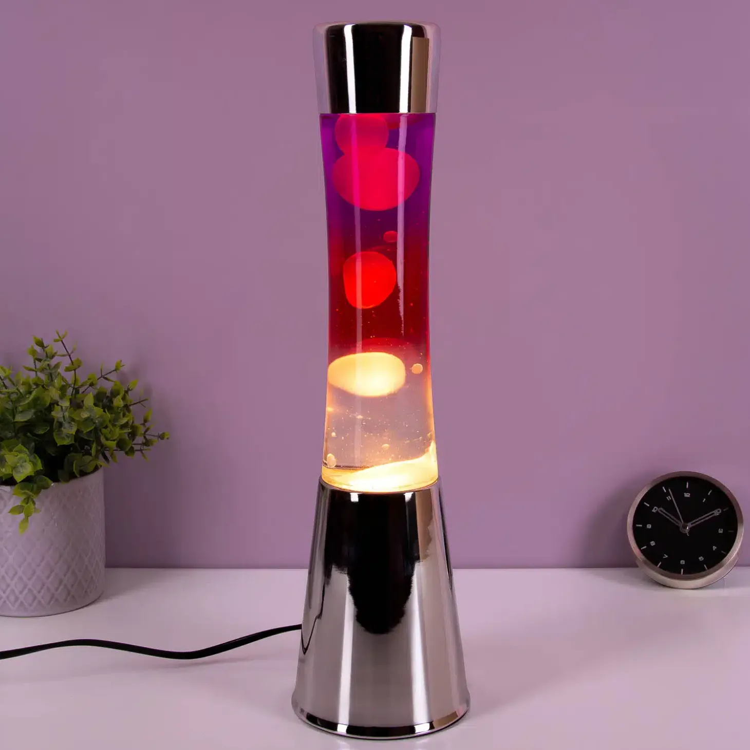 Lavalamp chroom met gekleurd glas