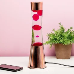 Lavalamp koper met roze lava