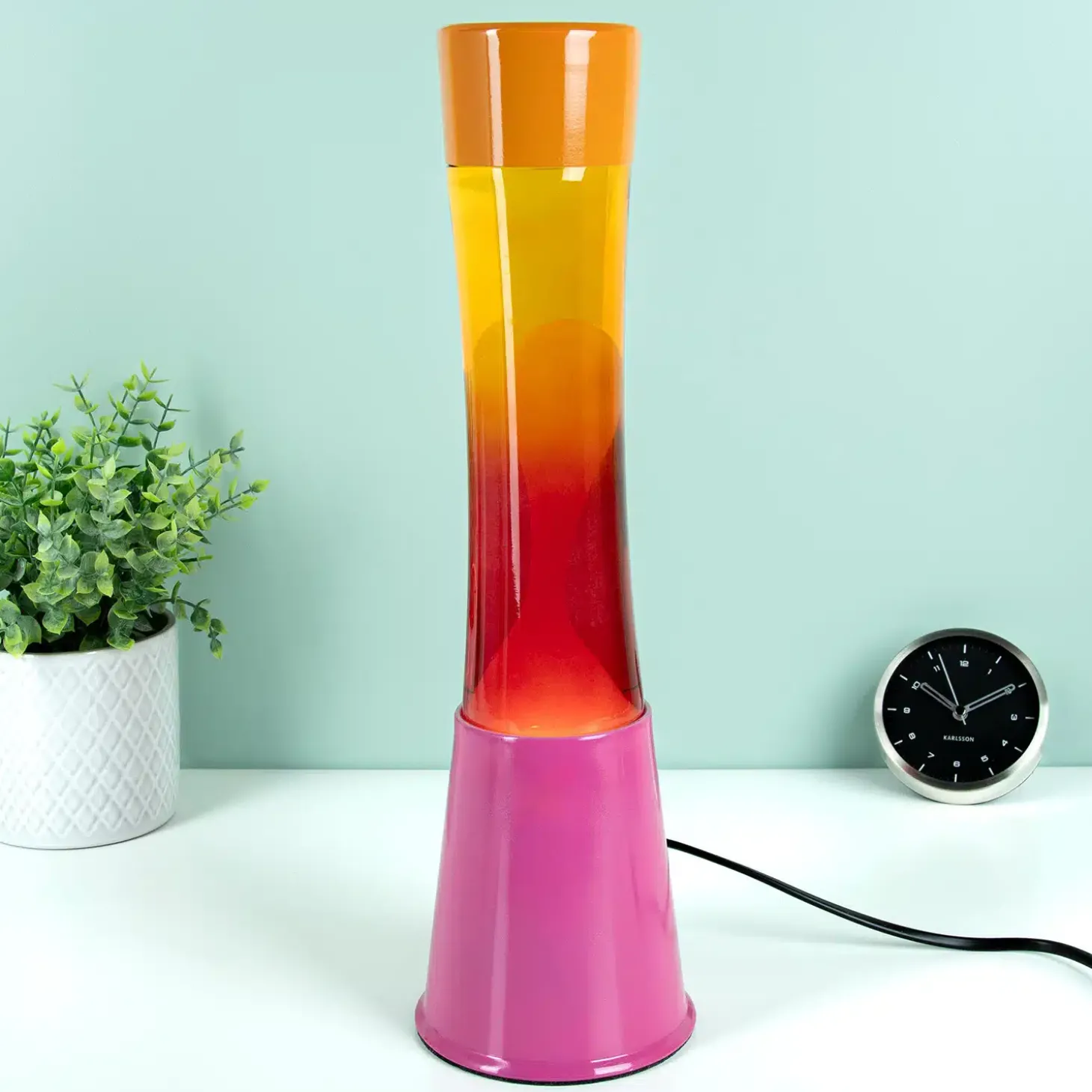 Lavalamp roze met oranje en geel