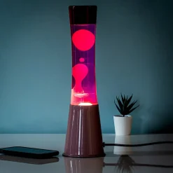 Lavalamp roze met roze vloeistof en witte lava