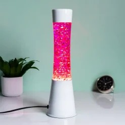 Lavalamp wit met glitterhartjes