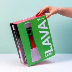 Lavalamp wit met groene vloeistof en roze lava