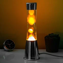 Lavalamp zilver met oranje lava