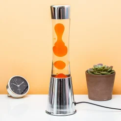 Lavalamp zilver met oranje lava