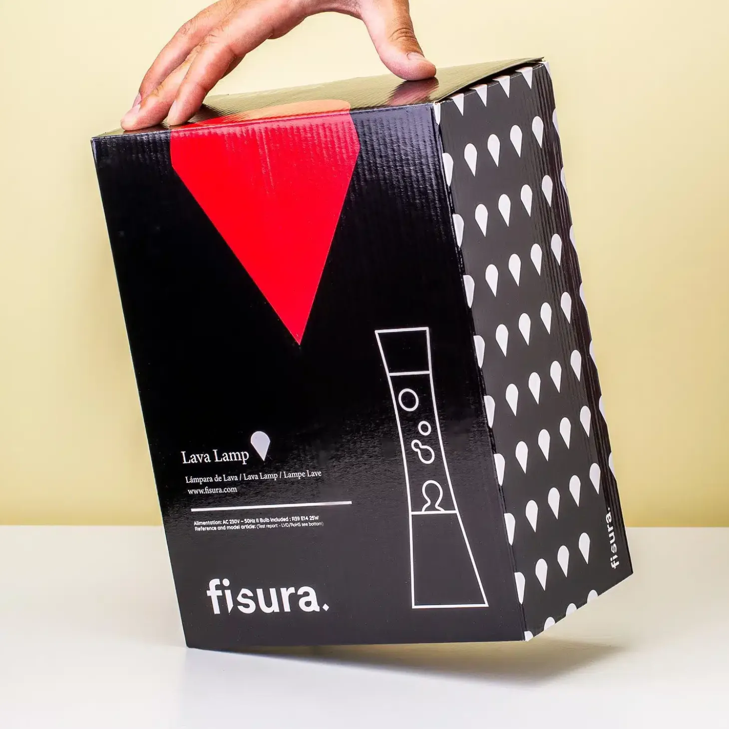 Lavalamp zilver met paarse vloeistof en rode lava