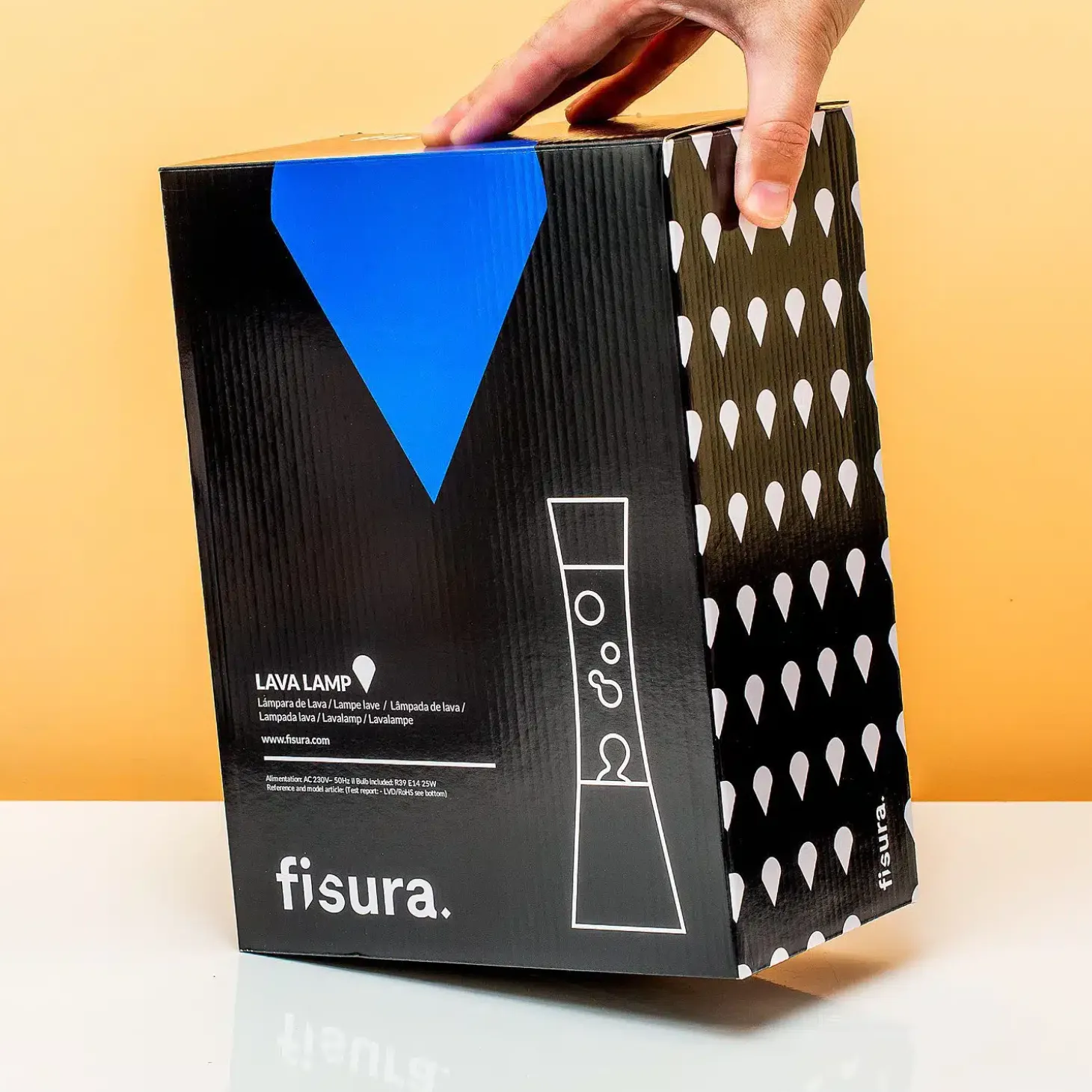 Lavalamp zwart met witte lava