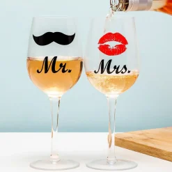 Mr. en Mrs. wijnglazen (set van 2)