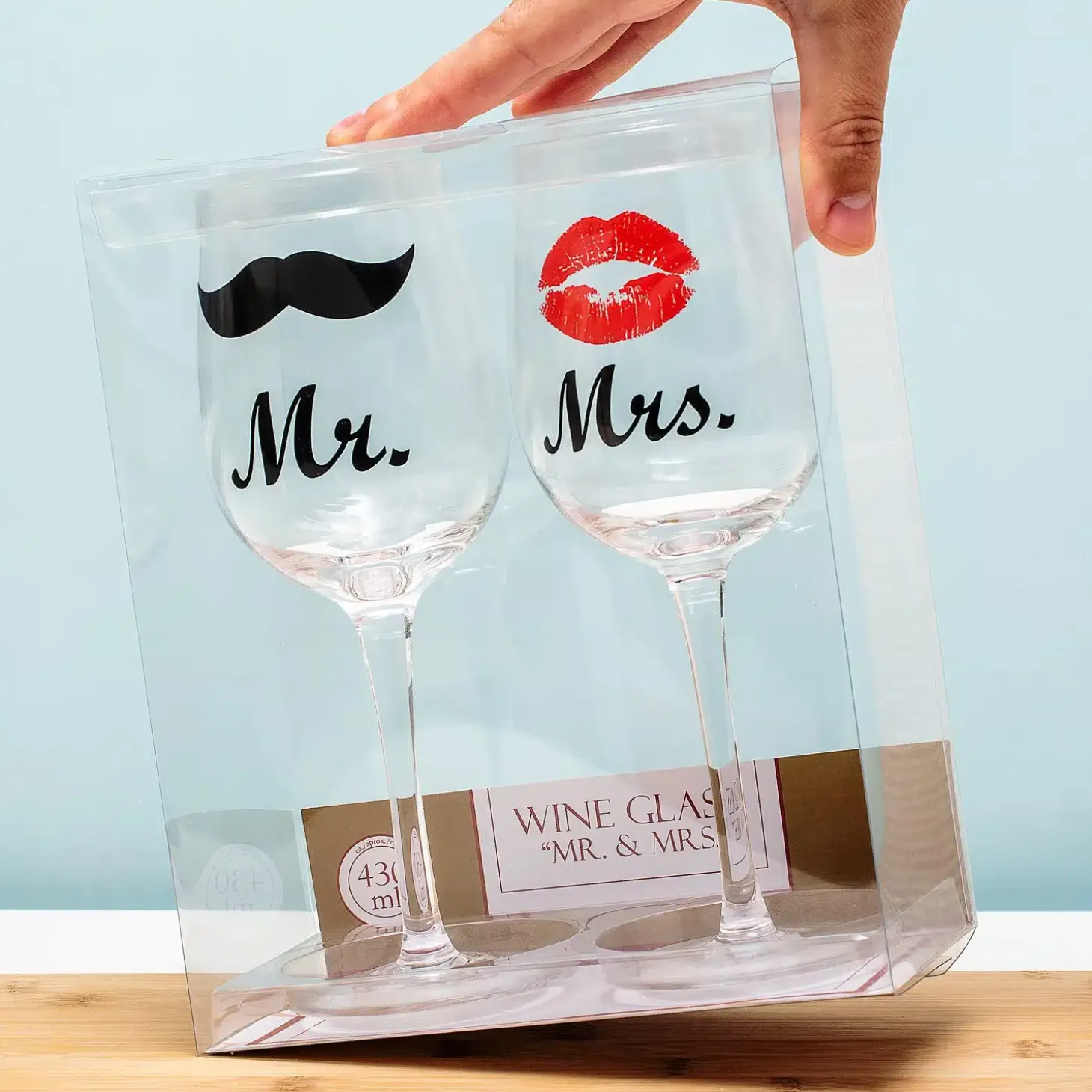 Mr. en Mrs. wijnglazen (set van 2)
