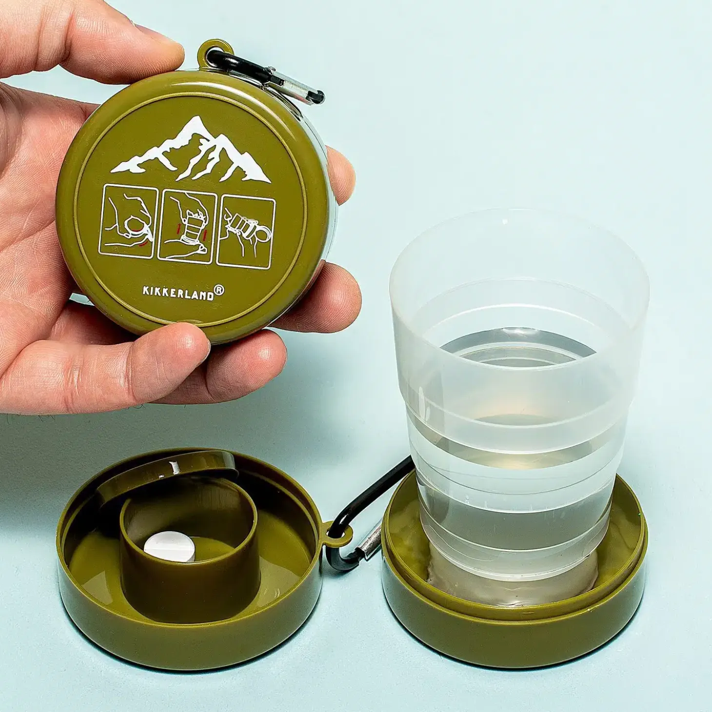 Opvouwbaar glas met medicatievakje
