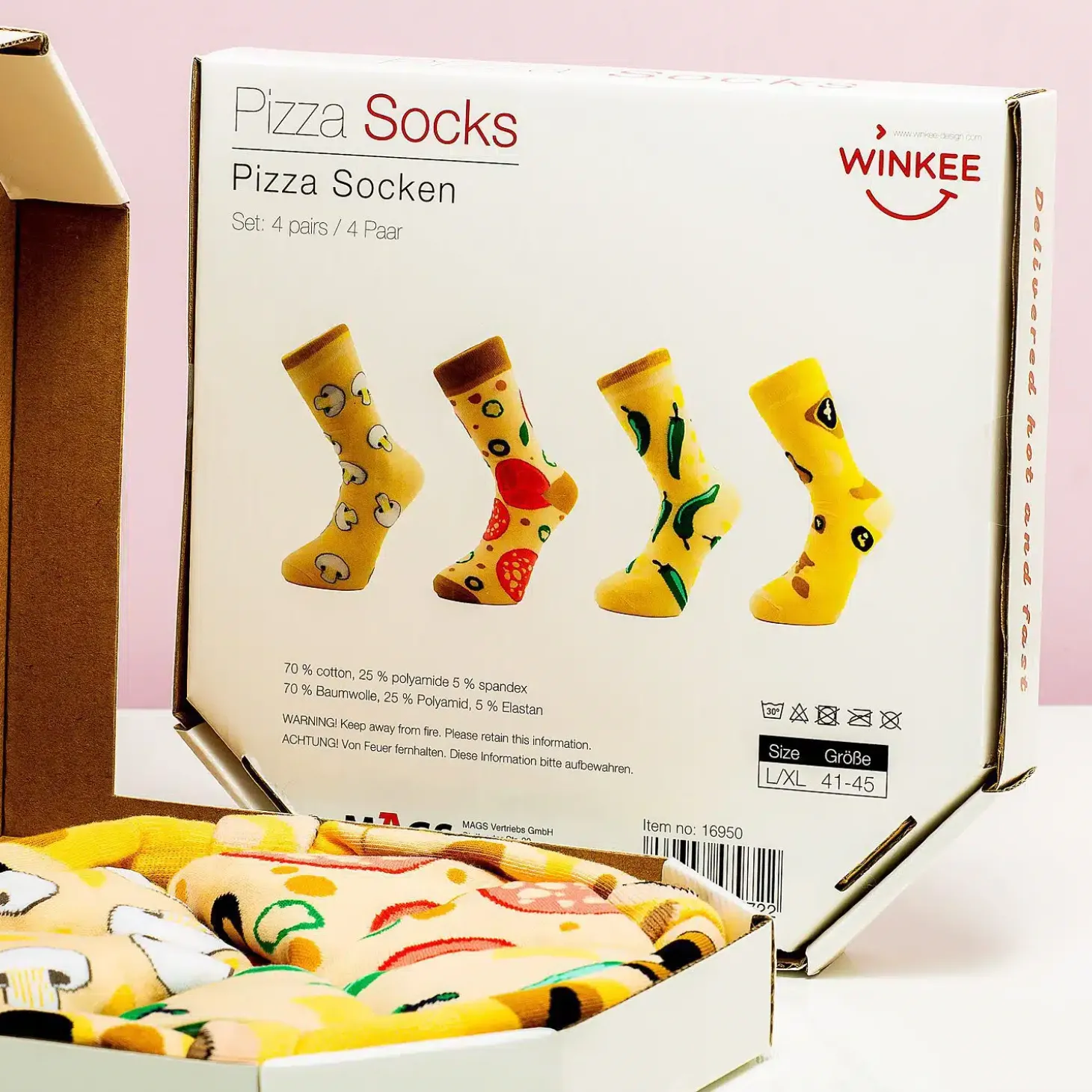 Pizzasokken in doos (set van 4)