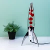 Rocket lavalamp zilver met rode lava