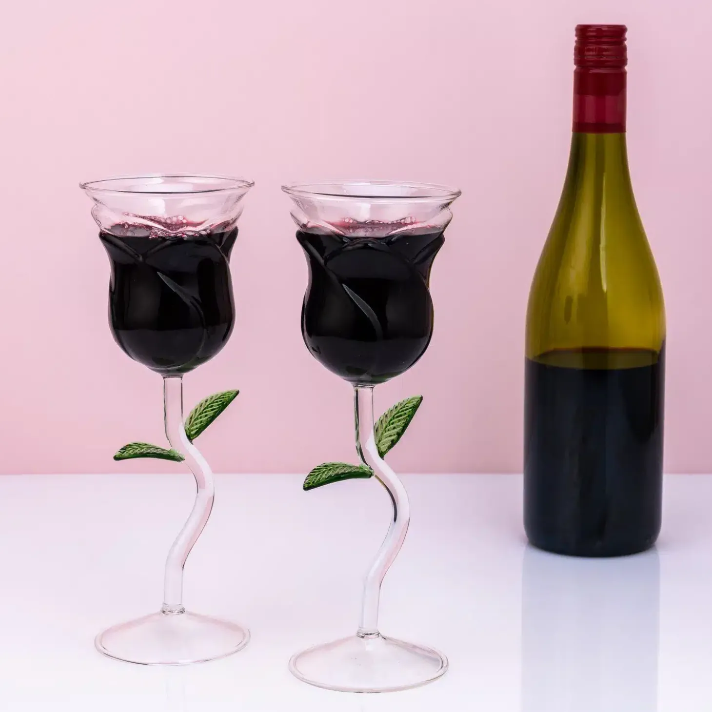 Roos wijnglas (set van 2)