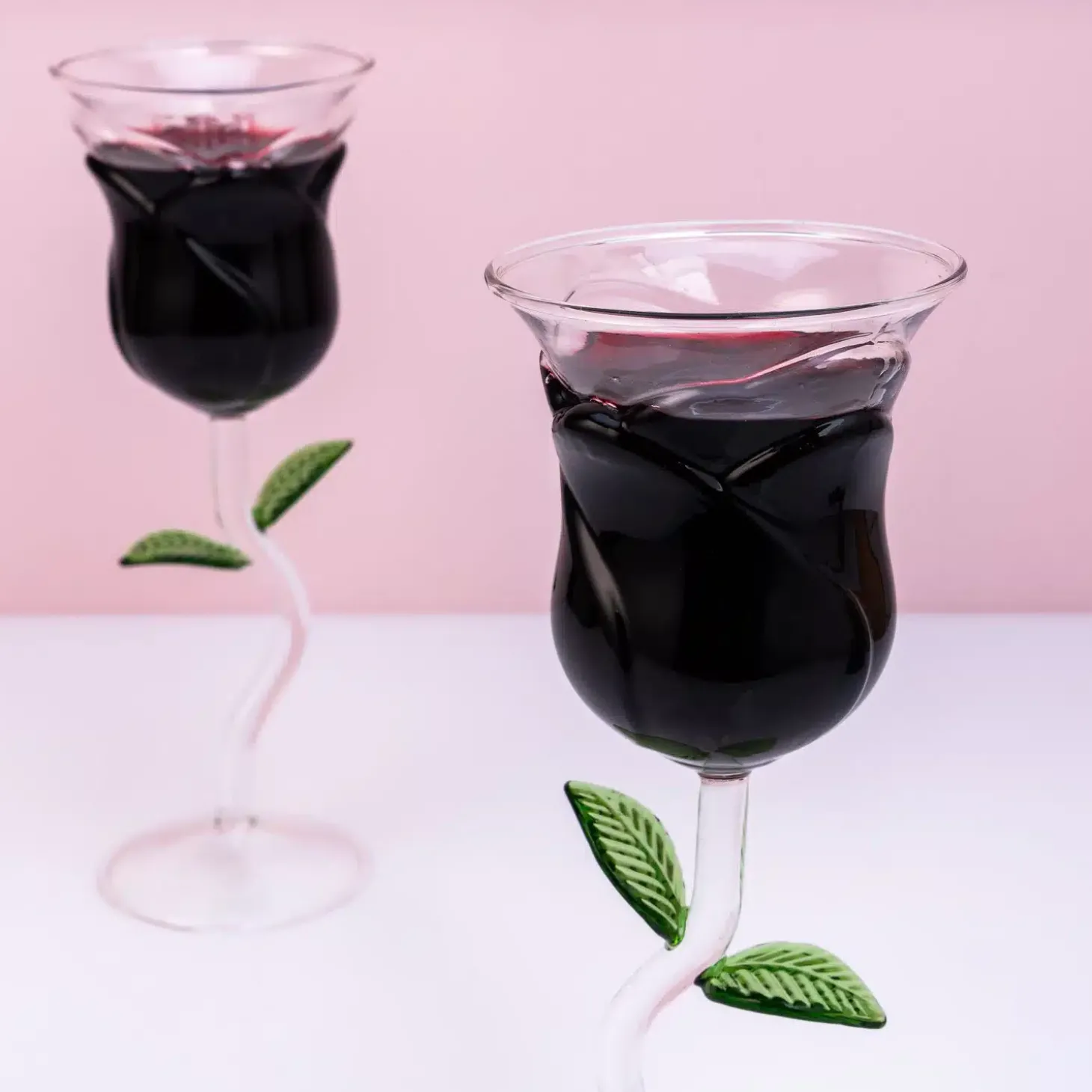 Roos wijnglas (set van 2)