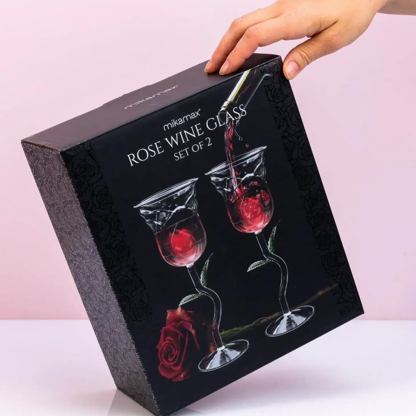 Roos wijnglas (set van 2)