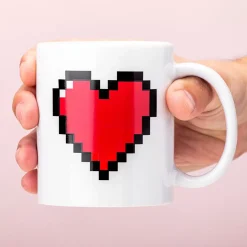 Warmtegevoelige mok pixel hart