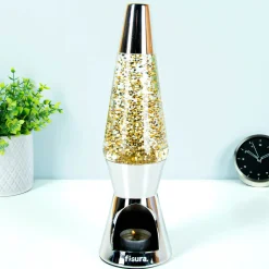 Waxinelicht lavalamp gouden glitters