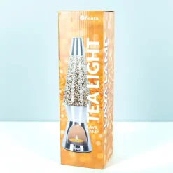Waxinelicht lavalamp gouden glitters