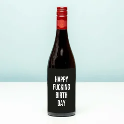Wijnfles Happy fucking birthday