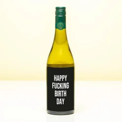 Wijnfles Happy fucking birthday